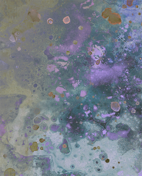Aqua Mist I, a textured abstract acrylic painting staged on a studio wall