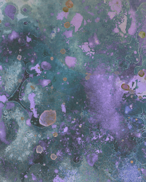 Subsurface III, a fluid abstract acrylic painting staged on a studio wall