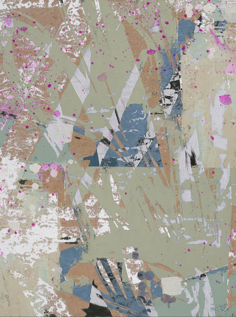 Sage Drift, a textured abstract acrylic painting staged on a studio wall