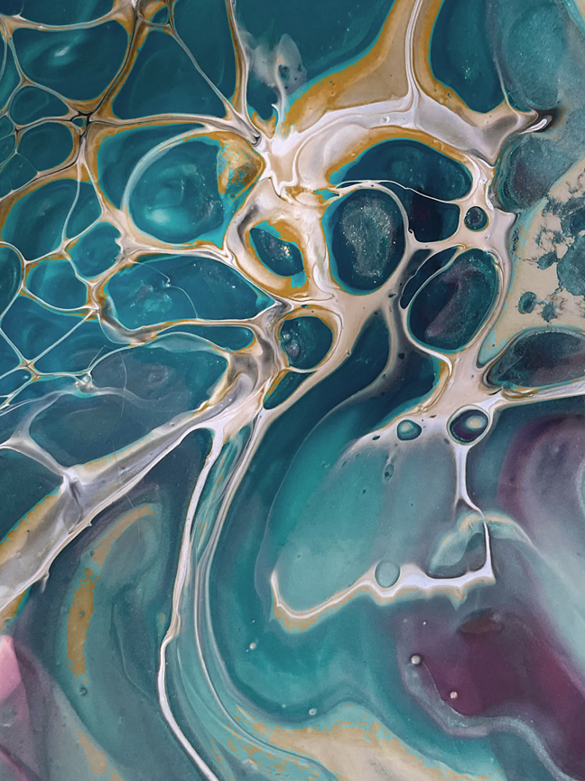Tidal Stone II, a textured abstract acrylic painting staged on a studio wall