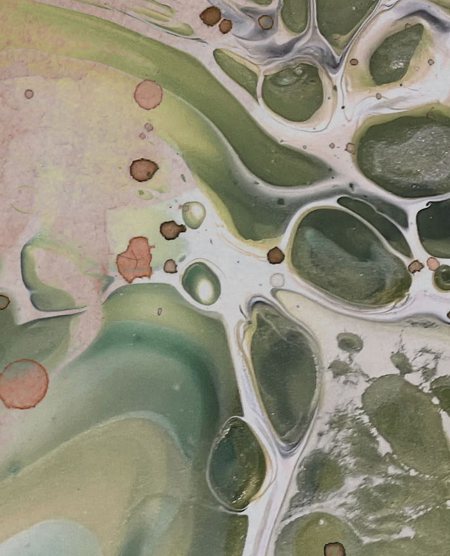 Peridot III, a fluid acrylic painting on canvas