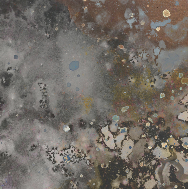 Gravity VI, an acrylic on canvas work staged on a neutral studio surface