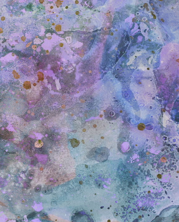 Aqua Mist II, a textured abstract acrylic painting staged on a studio wall