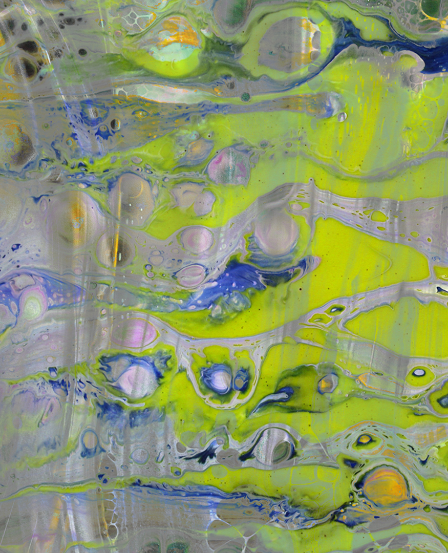 Slimed I, a fluid acrylic painting on canvas