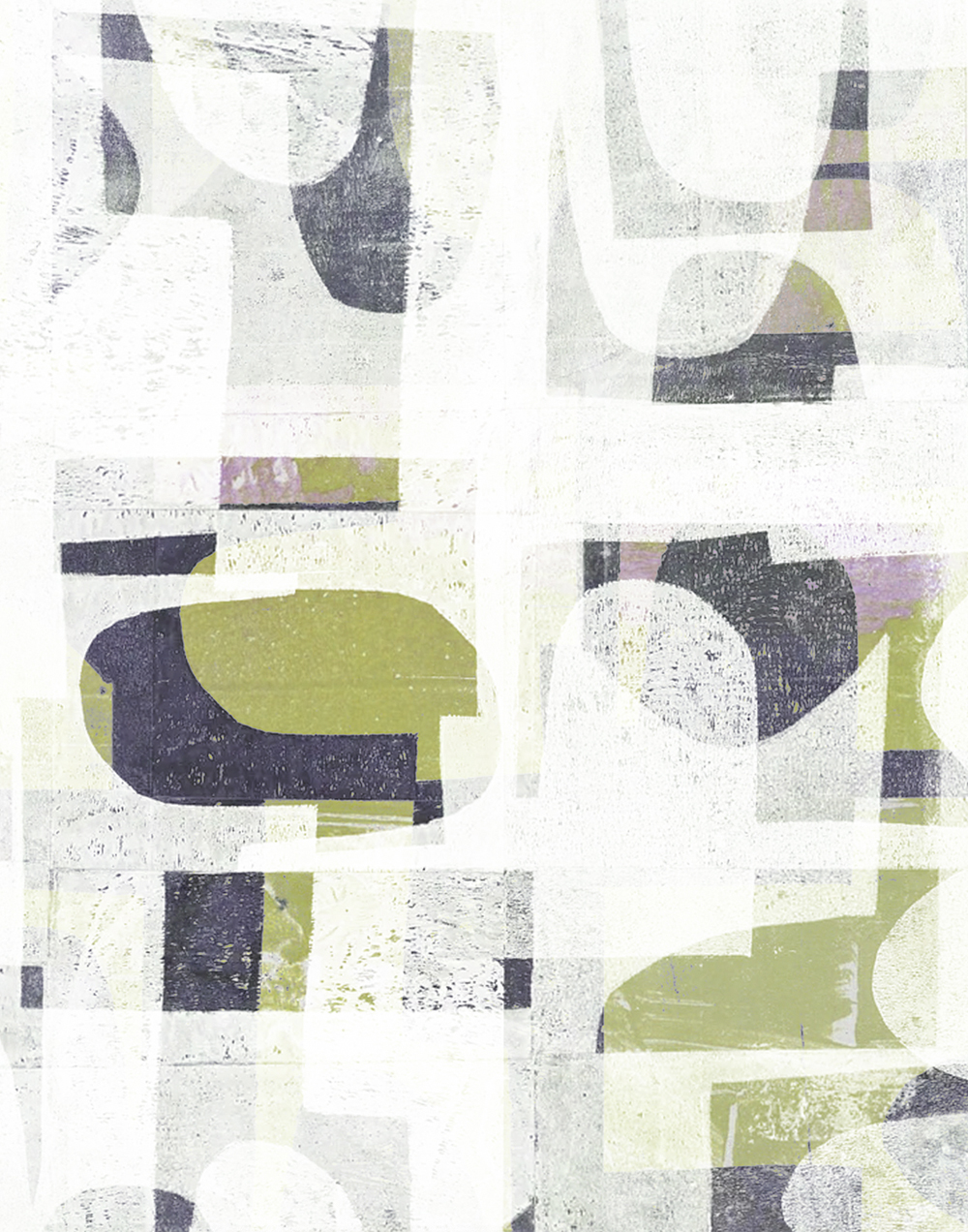 Olive, a geometric printmaking design on parchment