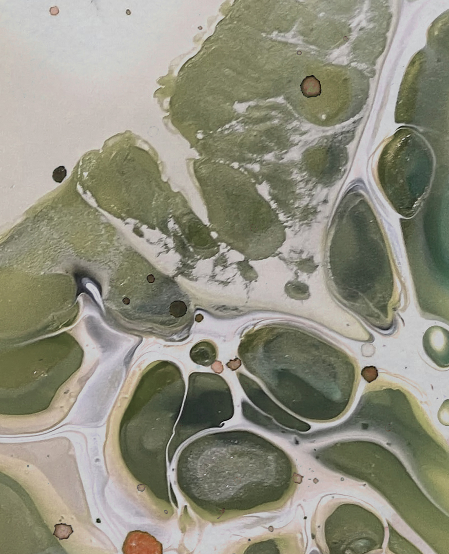 Peridot I, a fluid acrylic painting on canvas