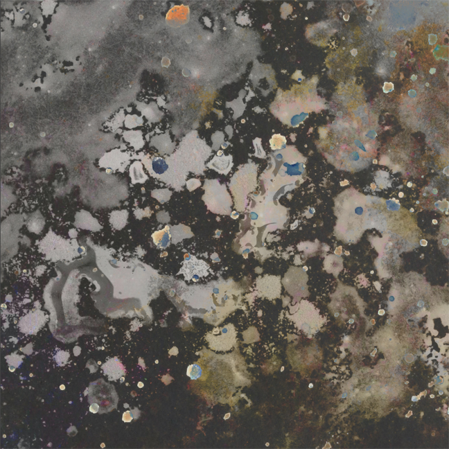 Gravity X, an acrylic on canvas work staged on a neutral studio surface
